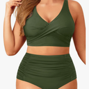 Aqua Eve Women Plus Size Two Piece Swimsuit High Waisted Bikini Set Tummy Control Bathing Suit Army green 22W
