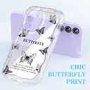 2 x Compatible for Samsung Galaxy A35 5G Case, Pretty Butterfly Print Three-Dimensional Wave Clear Case for Girls Women, Soft Full Package Anti-Fall Cover for Galaxy A35 5G, Shadow Dance Black