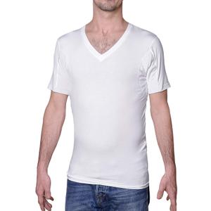 Sweatproof Undershirt for Men, V-Neck, White, Sweat Pads (White, S)
