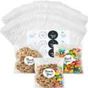 4 x COMELY Cookie Bags with Seal: Self Adhesive Cellophane Bags with Stickers, 4x4 Food Grade Bakery Supplies, 200 Pack Dessert Packaging, Airtight Moisture Protection for Snacks, 1 Sec Fast Packing