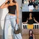 Avidlove Sexy Camisoles Tank Tops for Women Cute Spaghetti Strap Crop Ruched Tube Top (L)