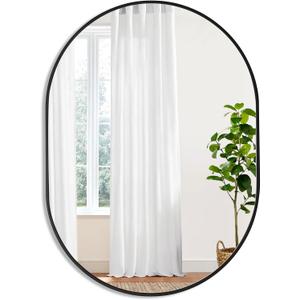 Oval Black Bathroom Mirror,22 x 30 Inch Wall Vanity Modern Tempered Glass Mirror for Over Sink,Bedroom,Living Room,Entryway