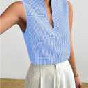 SOLY HUX Women's Work Outfits V Neck Sleeveless Blouses Summer Casual Tank Tops Business Office Dressy Striped Shirts (M)