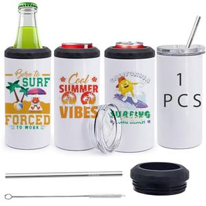 ZREGGUR 16 oz 1pack Can Cooler Slim Sublimation Tumbler blank, Double Stainless Steel Vacuum Insulated for Hot and Cold Beverages, Standard Can, Beer Bottle and Insulated Mugs