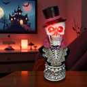 16.5" Halloween Skull Head Decor Statue, Decoration Home Decoration Party Decoration, Skeleton Collection Statue, Halloween Statues, Resin, Mr. Skeleton