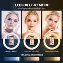 Ring Light with Stand and Phone Holder, 10'' LED Selfie Ring Light with Tripod (17''-73'') Bluetooth Remote for iPad/Tablet/Video Recording/Live Stream/Makeup/YouTube/Photography, 3 Color Modes
