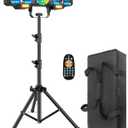 Telbum DJ Lights with Stand, 7 in 1 DJ Light for Party, DMX & Sound Activated Laser Light Show, Disco Ball & UV Strobe Effect Stage Lights Package for Gig Bar Band Events Wedding Christmas