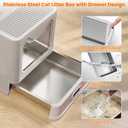Stainless Steel Cat Litter Box with Lid and Drawer, Enclosed XXL Litter Box for Large Cats Includes Litter Mat & Scoop