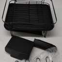 SNTD Large Dish Drying Rack - Expandable Dish Rack for Kitchen Counter, Stainless Steel Dish Drainer Rack with Utensil Holder and Cup Holder, Black