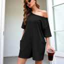 Rompers for Women Casual Romper Shorts Oversized One Piece Outfit | Athletic Tshirt, Short Sleeve, Wide Leg, Side pockets (Black, M)