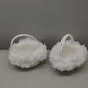 2PCS Wedding Flower Girl Baskets,Cute Handle Flower Girl Basket White Flower Basket for Wedding Decoration (Lace)