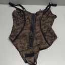 SHAPELLX Lace Bodysuit for Women Tummy Control Shapewear Backless Body Suits One Piece Body Shaper Thongs, Size XL