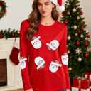 Christmas Shirts for Women Retro Pink Santa Vintage Cute Christmas Tree and Bow Graphic Xmas Vacation Tees Top (Red, XXL)