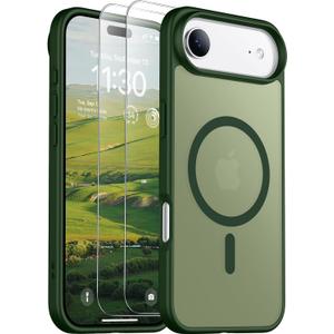 SPIDERCASE for iPhone Air Case, Magnetic Translucent Matte Case with 2PCS Tempered Glass Screen Protector Slim Phone Case for iPhone Air 6.5'', Green