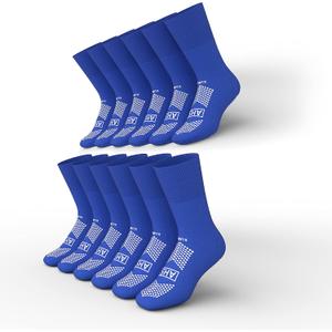 AMERICAN HOSPITAL SUPPLY AHS Slipper Socks | Blue X-Large Polyester-Spandex Knit Grip Socks with Elastic Cuff | Pack of 6 Non Skid Socks AMERICAN HOSPITAL SUPPLY AHS Slipper Socks | Blue X-Large Polyester-Spandex Knit Grip Socks with Elastic Cuff | Pack of 6 Non Skid Socks