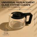 Kaffe Universal Replacement Coffee Carafe - 5 Cup Glass Pot for Drip Coffee Makers - Glass, Easy-Grip Handle, Sneak-A-Cup Compatible - Capacity Markings, Dishwasher Safe