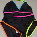 popvil High Waisted Bikini Sets for Women Tummy Control Swimsuits Neon Swimwear Bathing Suit Medium