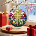 4 x Catholic Cross Gift: Christian Cross Ornament | Religious Christmas Ornaments (Christmas Tree Decorations), Christian Faith Home Decor, Religious Gifts & Xmas Gifts
