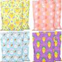 Eaasty 48 Pieces Large Plastic Easter Gift Bags Bulk 16 x 12 Inch Easter Treat Candy Goodie Bags with Eggs Rabbit Carrot Chicken Patterns for Holiday Party Favor Gift Giving