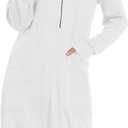 PrinStory Women’s Casual Dresses | Fall Winter Long Sleeve Half Zip V Neck Pullover Tunic Sweatshirt Dress with Pockets (XL)