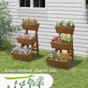 3-Tiers Wooden Raised Garden Bed Planter Box Flower Pots Vertical Garden Planter Wood Plant Stand for Vegetables Flowers Herbs for Patio, Balcony, Freestanding (Brown S)