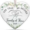 Baby First Christmas Ornament 2025 for New Parents, Celebrate Baby's First Christmas with This Unique 2025 Ornament, Ideal for New Mom and Dad, First Time As A Family of Three