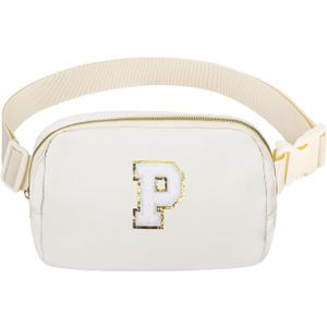 Birthday Gifts Christmas Personalized Gift for 4 5 6 7 8 9 10 11 12 13 14 Year old Girls Teen Sister Kid Initial Letter Fanny Pack Trendy Stuff Crossbody Bag White Letter P