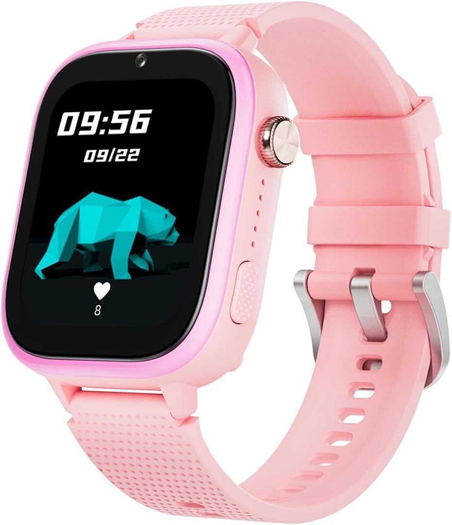 OKYUK Kids Smart Watch Gift for Girls Age 5-12, 4G Kids Watch 47 Games, HD Touch Screen Two-Way Calling Feature, School Settings, SOS, Birthday Gift for Boys and Girls Ages 7 8 9 10 (Pink)