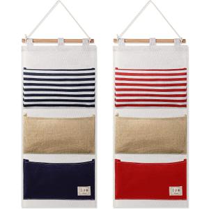 Riakrum 2 Pcs Fish Extenders Cruise Gift Hanger with 3 Pockets 2026 Fe Hanging Cabin Door Organizer Line for Travel Cruise Essentials Gift Exchanges and Pixie Dust(Red and Blue)