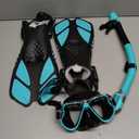 Mask Fins Snorkel Set, Snorkeling Gear for Adults, Panoramic View Snorkel Mask Anti-Fog, Adjustable Dive Flippers, Dry Top Snorkel and Travel Bag, Scuba Gear for Swimming Snorkeling Diving, Size: Small-Medium