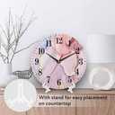 Mxocom Pink Fluid Art Painting Wall Clock Luxury Abstract Transparent Waves and Golden Swirls 10 Inch Silent Non Ticking Battery Operated clock Vintage Round clock for living room Bedroom Office decor