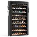 LANTEFUL Shoe Rack with Covers - 10 Tiers Tall Shoe Rack Organizer Large Capacity Shoe Shelf Storage 40 Pairs Space Saving Vertical Shoe Storage Organizer for Closet, Entryway, Dorm, Bedroom