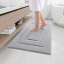 Buganda Bathroom Rugs, 36" x 24", Soft and Absorbent Microfiber Bath Rugs, Non-Slip Shaggy Shower Carpet, Machine Wash Dry Bath Mats for Bathroom Floor, Tub and Shower, Grey