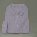 Striped Button Down Shirts for Women Cotton Dress Shirts Long Sleeve Collared Blouses Work Business Casual Tops Large