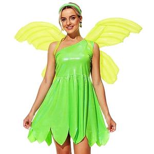TinkerBell Costume Ladies Green Fairy Dresses Halloween Costumes Sexy Sparkle Cosplay Dress Size Small