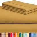 LuxClub Bed Linen Set, 6Pc King Microfiber Sheets, Medallion Gold, Deep Pockets, Wrinkle Free, Cooling, Hypoallergenic