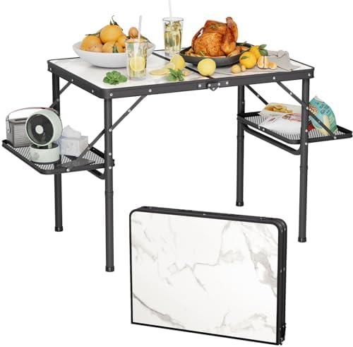 Titanker Folding Camping Table 3ft, Folding Picnic Table, Camp Tables Portable, 50% Extra Side Space, Outdoor Patio Table, RV/Car Camping Essentials, Aluminum Light & Solid,Size: Large 35.4"L x 23.6"W x 27.9"H