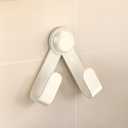 Adjustable Pot Rack Hook, Milky White Plastic Wall Mount with Suction Cup, 19.5cm Length, Modern Foldable Design, Kitchen Storage, 2-Piece Set