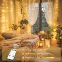 JMEXSUSS 300 LED Remote Control Curtain Lights, Plug in Fairy Curtain Lights Outdoor, Window Wall Hanging String Lights for Bedroom Indoor Dorm Backdrop Wedding Party Patio Christmas Decor, Warm White
