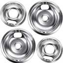 W10196405 W10196406 Electric Stove Burner Drip Pans Kit, 4-Pack (2x 8” and 2x 6”), Compatible for Whirlpool, Kenmore, Maytag Electric Range Burner, Heat-Resistant and Not Prone to Rusting