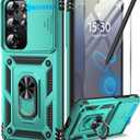 Taisairu for Samsung Galaxy S25 Ultra Case with Screen Protector & Slide Camera Lens Cover, Built-in Magnetic Ring Stand Shockproof Protective Phone Case for Samsung S25 Ultra Case (Mint Green)