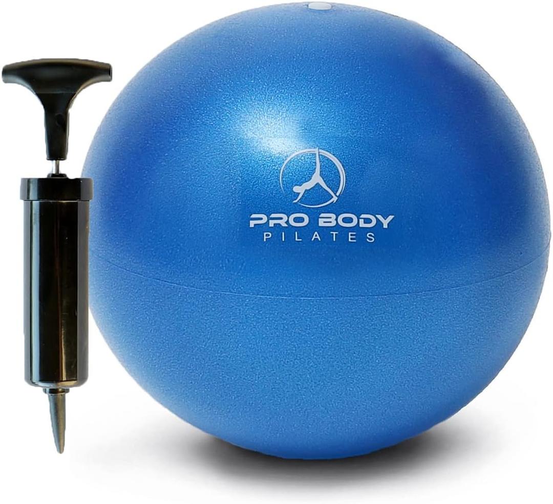 ProBody Pilates Small Exercise Ball with Pump - 9 Inch Workout Ball for Stability, Barre, Yoga, Core & Physical Therapy (Blue)