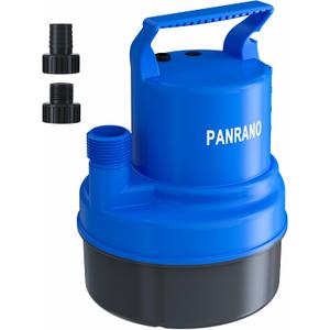 1/5HP Small Sump Pump Submersible Water Draining Pump for Pool Cover, Ponds With 16.4 Ft Power Cord and Hose Adapters