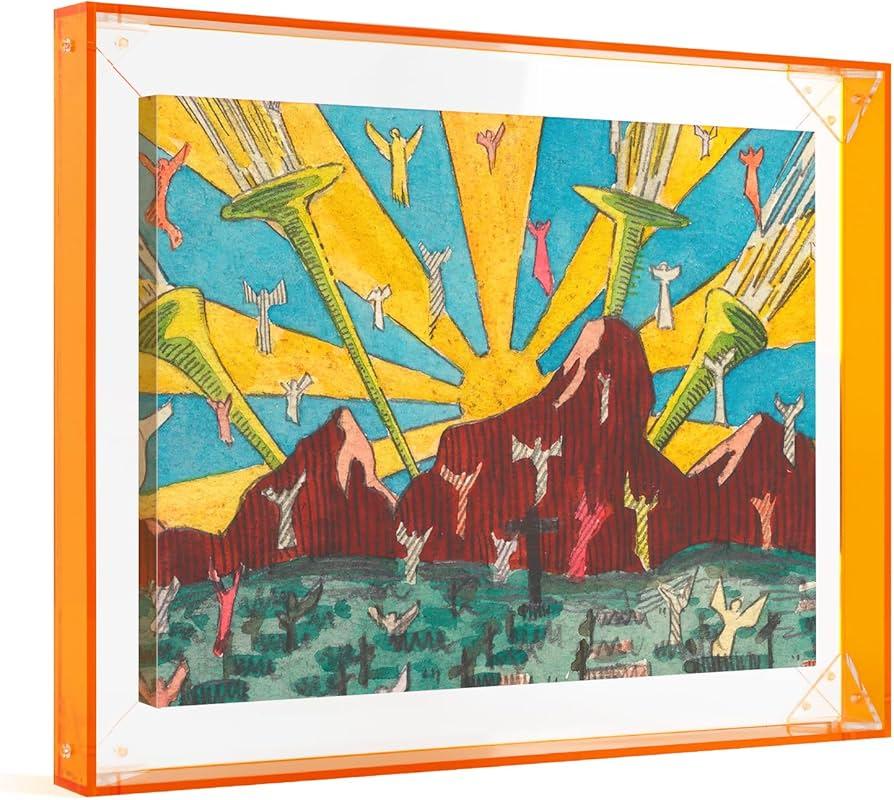 FOLKOR Acrylic Floating Frame for 28"x 22.5 "in Canvas Prints, DIY Neon Color Floater Frame for Oil Paintings Abstract Wall Art Watercolor Diamond Painting Landscape, Orange