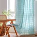 Sutuo Home Boho Curtain Plaids for Bedroom, Semi Blackout Linen Farmhouse Tassels Window Treatment Bohemian Embroidery Drape for Home Decor, Rod Pocket 1 Panel 52" W x 84" L, Aqua Blue (52"W x 84"L (Pack of 1), Aqua Blue Plaids)