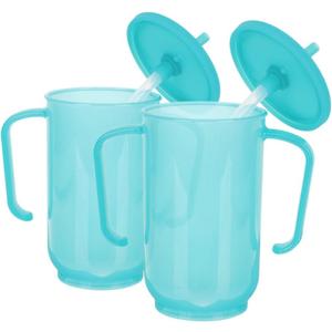 Beaupretty Adult Sippy Cups for Senior Adults with Straw and Handle - Spill-Proof Dysphagia Cup for Bedridden Patients - Plastic Hospital Water Bottle with Moderate Capacity