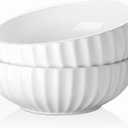 DOWAN 9.8'' Serving Bowls, 86 oz Large Salad Bowl, Ceramic Serving Dishes, Set of 2, Pumpkin Shape for Christmas, Entertaining, Party, Kitchen, Dinner, Banquet, Housewarming Gift, White