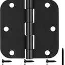 Estmoon 30 Pack Matte Black Door Hinges, 3.5 x 3.5 Inch, 5/8" Radius Rounded Interior Hinges, 6 Holes, Modern/Industrial Style, Iron Material