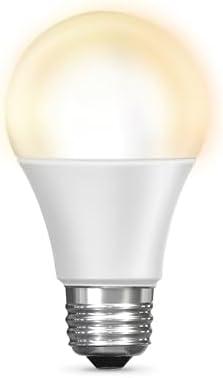 Feit Electric OM60/927CA/AG 60W Equivalent WiFi Dimmable, No Hub Required, Alexa Google Assistant A19 Smart LED Light Bulb, 4.4" H x 2.3" D, 2700K Soft White