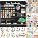 Pasimy 284 Pcs Circle Time Learning Center Classroom Pocket Chart Boho Circle Time Calendar Learning Math Calendar Weather Color Shape for Home Classroom Decoration Back to School Supplies